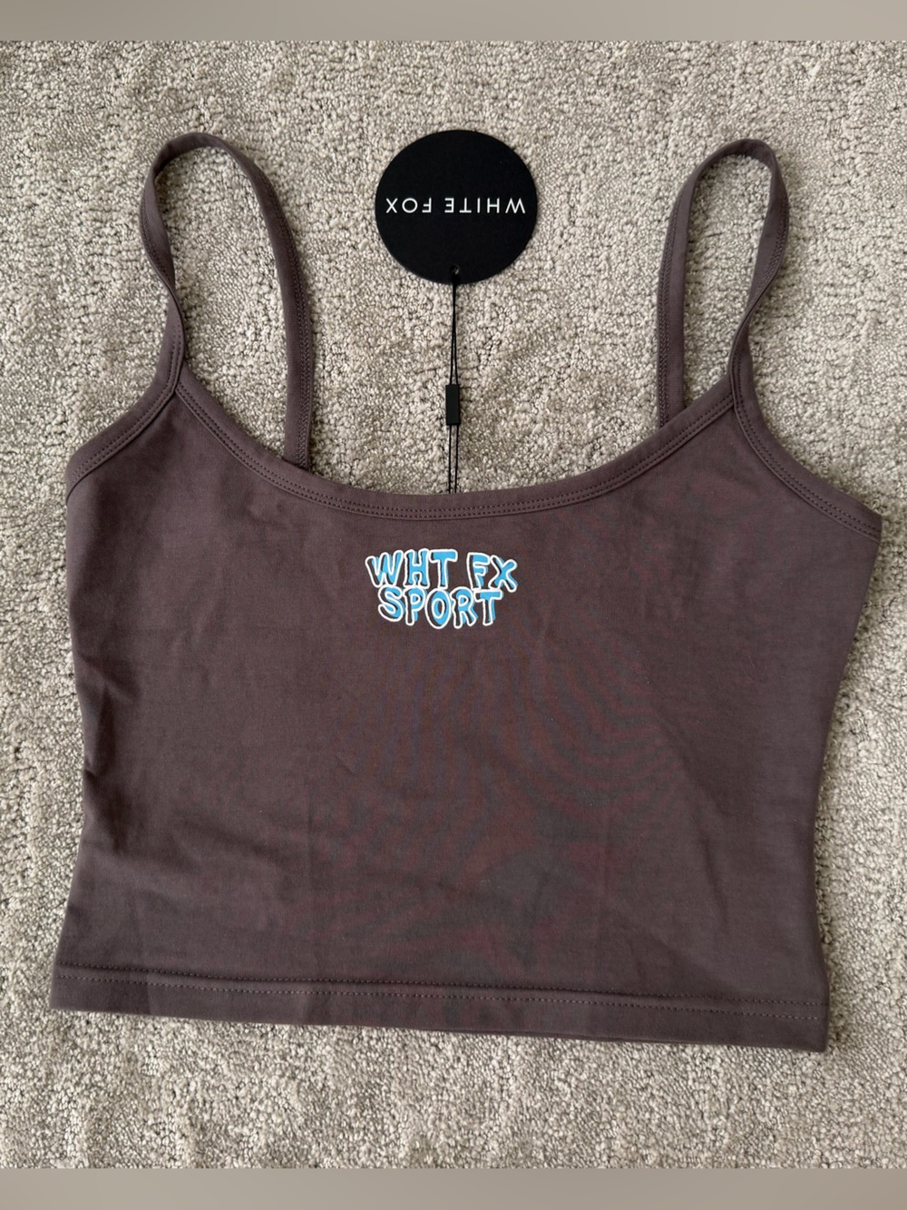 NWT White Fox Sport Series Tank in Charcoal Grey Size Medium Viral Preppy Logo
